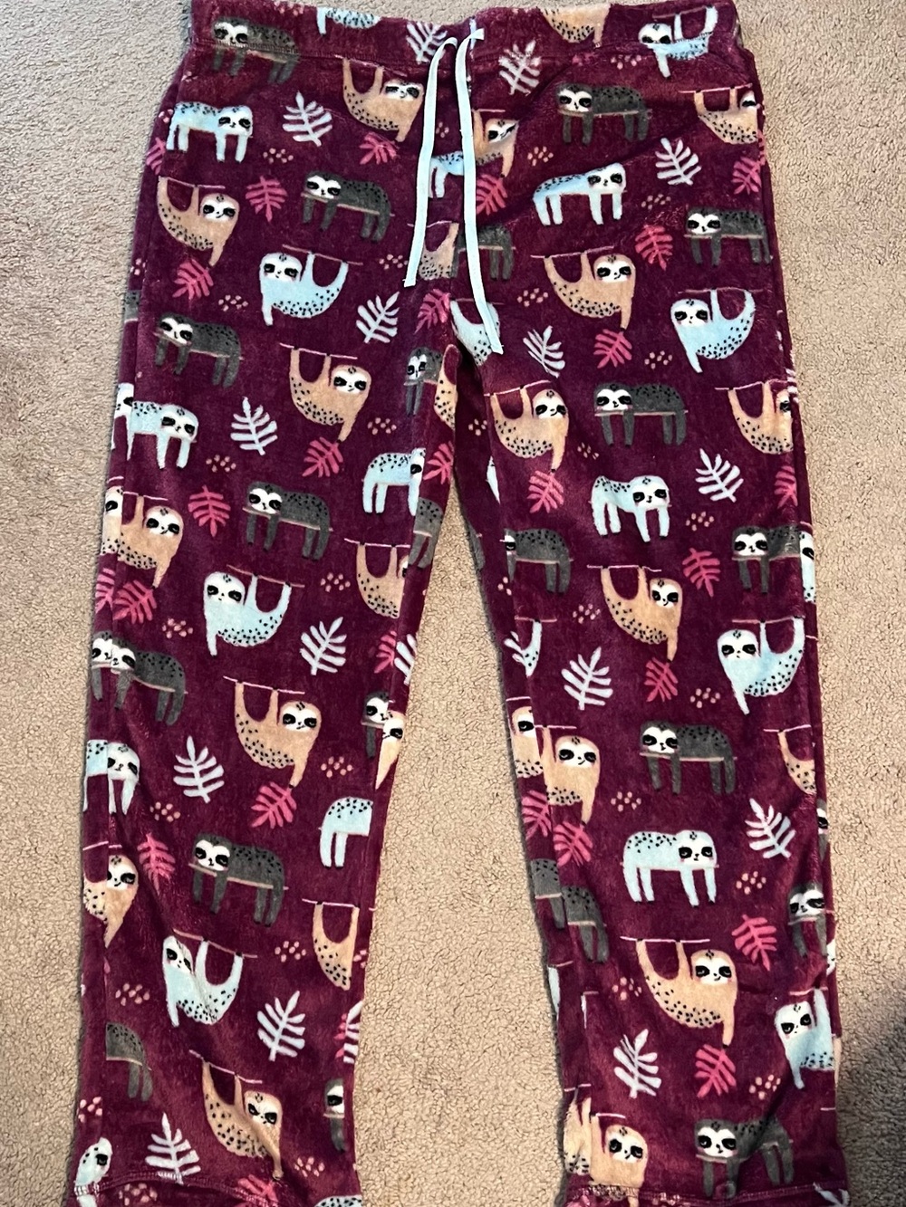 Secret Treasures Sloth Plush Fleece Pajama Pants